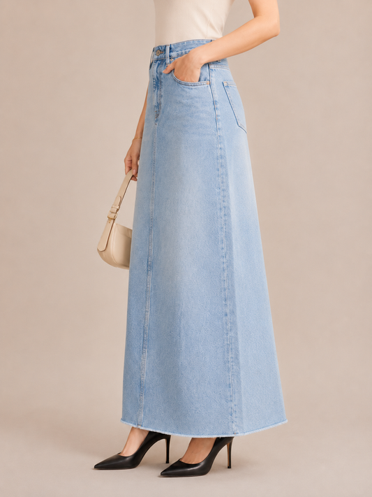 Relaxed High-Waist A-Line Maxi Skirt