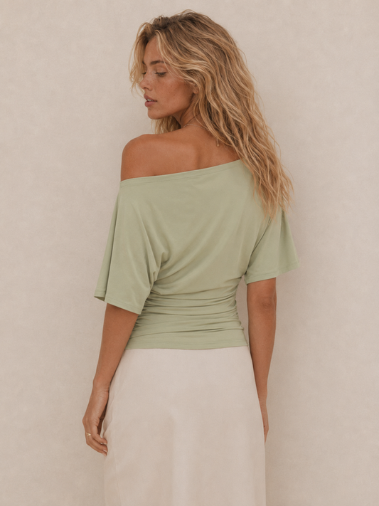 Chic Off-Shoulder Ruched Slim-Fit Top