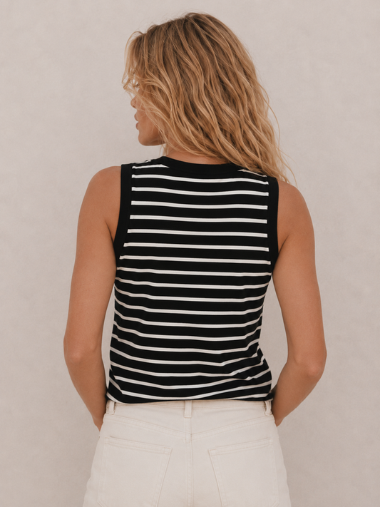 Casual Striped Slim-Fit Padded Tank Top