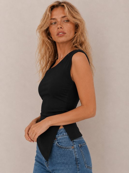 Chic Cutout Asymmetrical Fitted Top