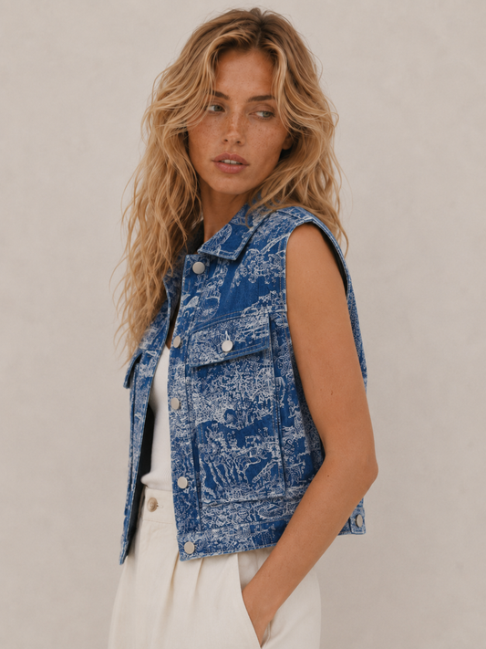 Vintage Graphic Relaxed Utility Vest
