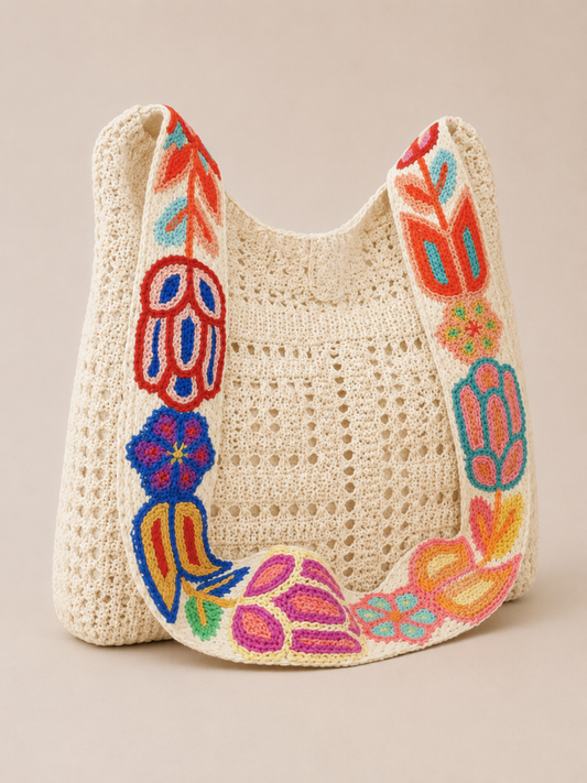 Crochet Floral Shoulder Bag