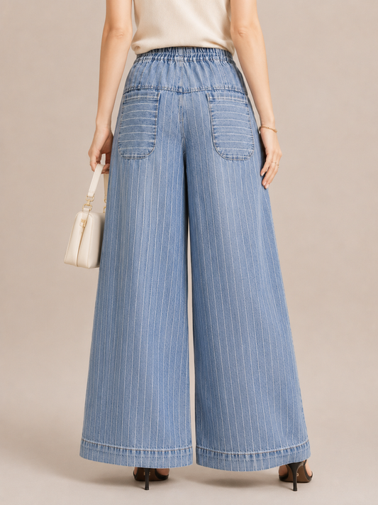 Vintage Button-Front Wide-Leg Pants