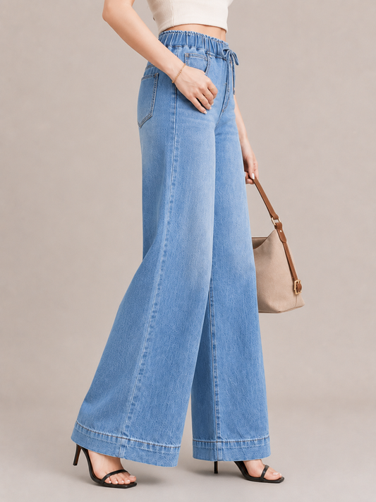 Casual Drawstring Wide-Leg Pants