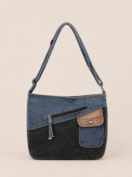 Vintage Patchwork Relaxed Shoulder Bag