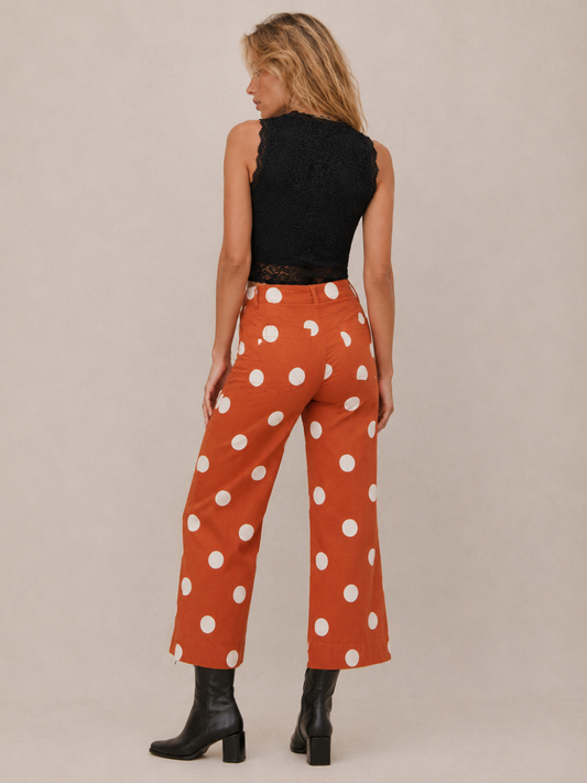 Trendy Polka Dot Print High Waist Women Pants