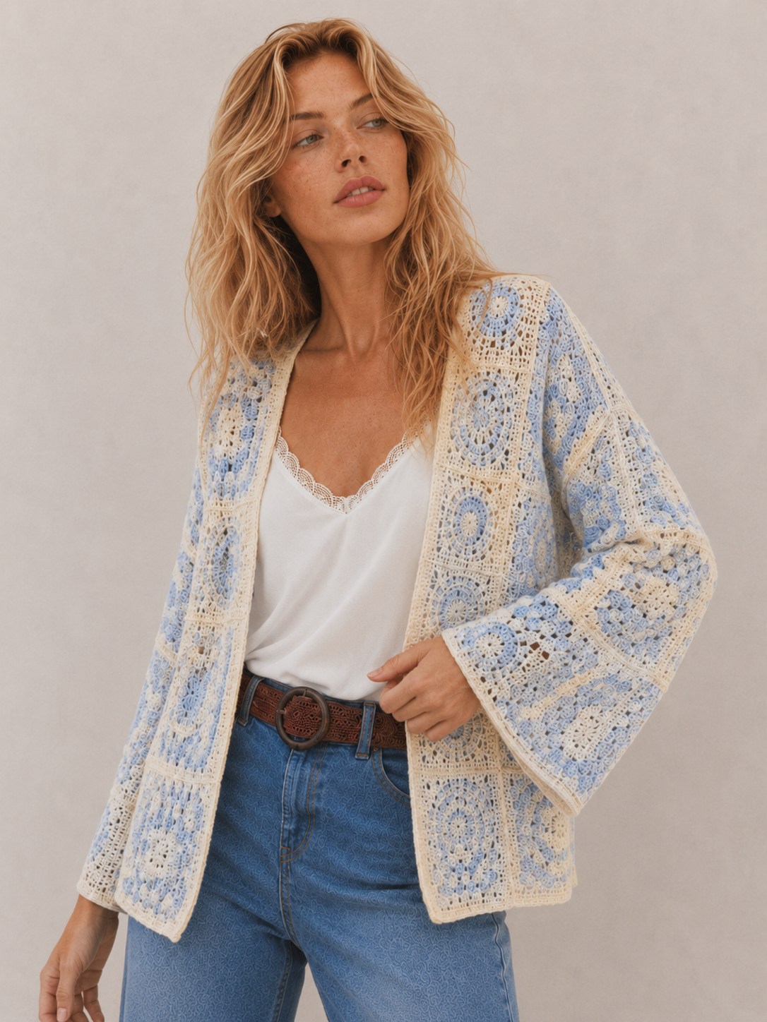Bohemian Crochet Kimono Cardigan