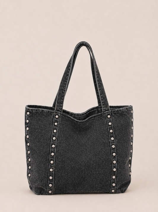 Vintage Studded Oversized Tote Bag