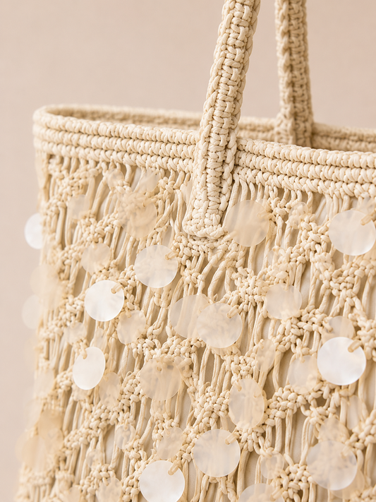 Sequin Straw Woven Crossbody Bag