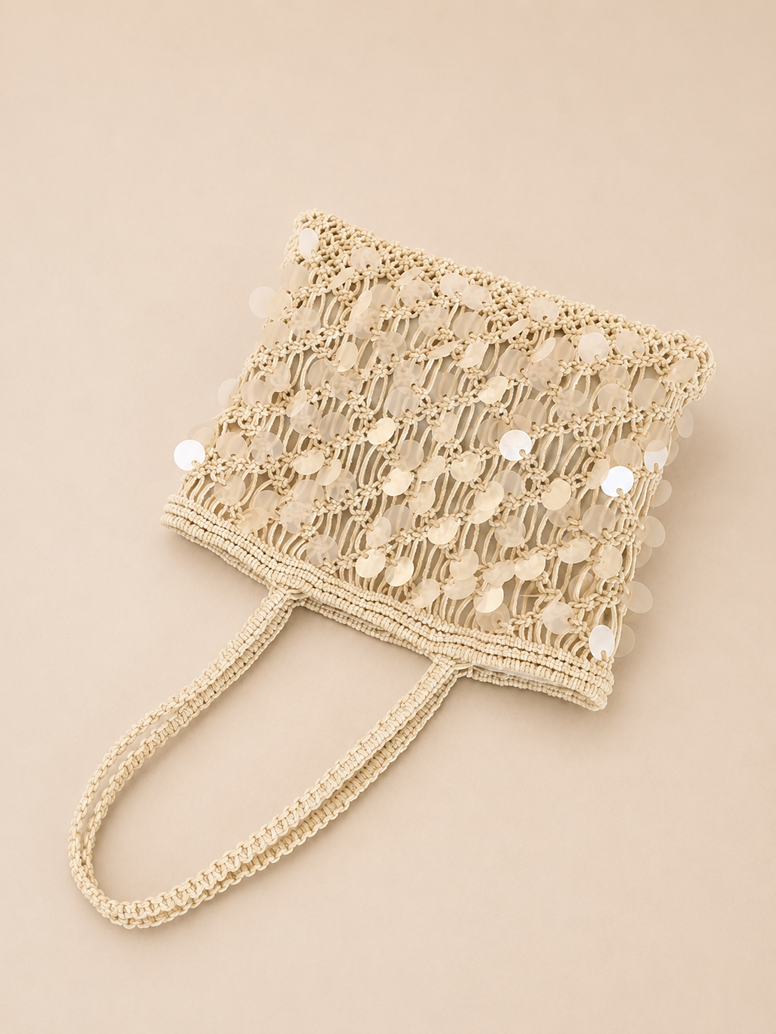 Sequin Straw Woven Crossbody Bag