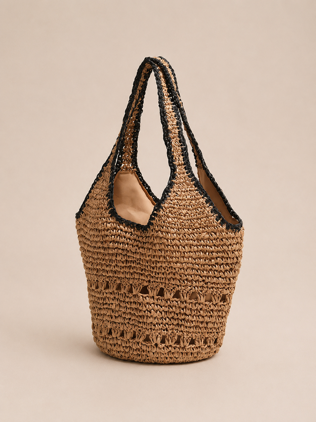 Relaxed Dual Handle Hollow Bucket Bag