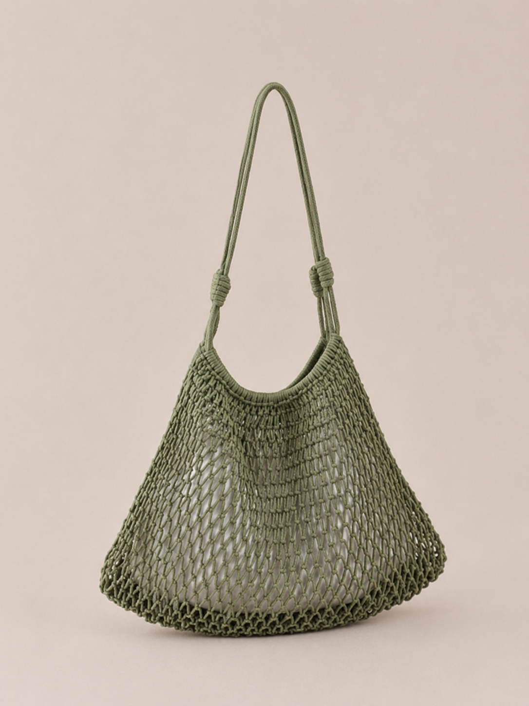 Shaped Net Knotted Strap Shoulder Tote Bag