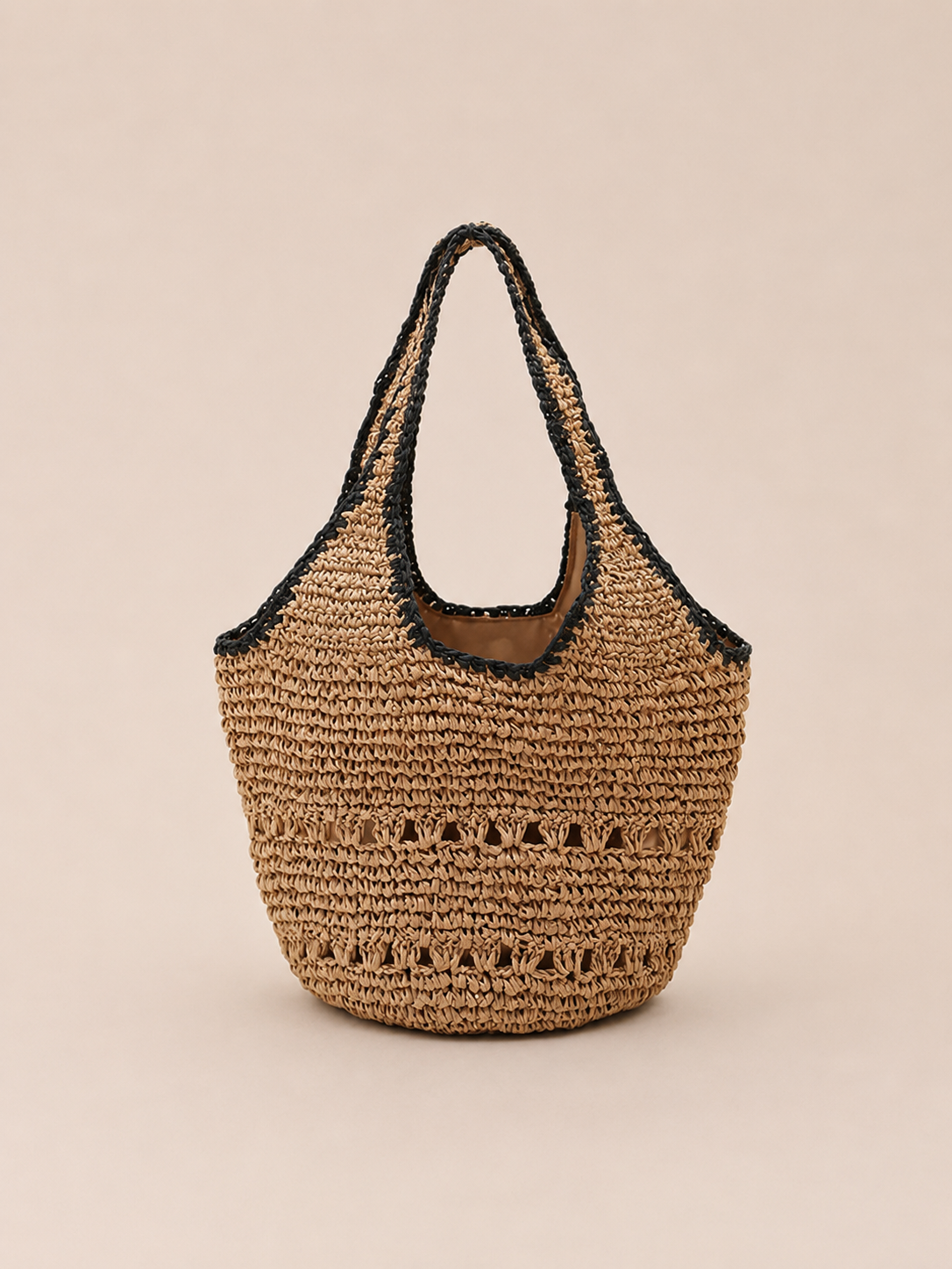 Relaxed Dual Handle Hollow Bucket Bag
