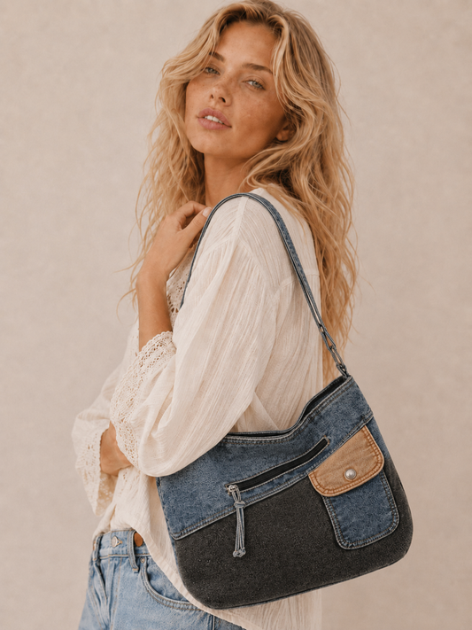 Vintage Patchwork Relaxed Shoulder Bag