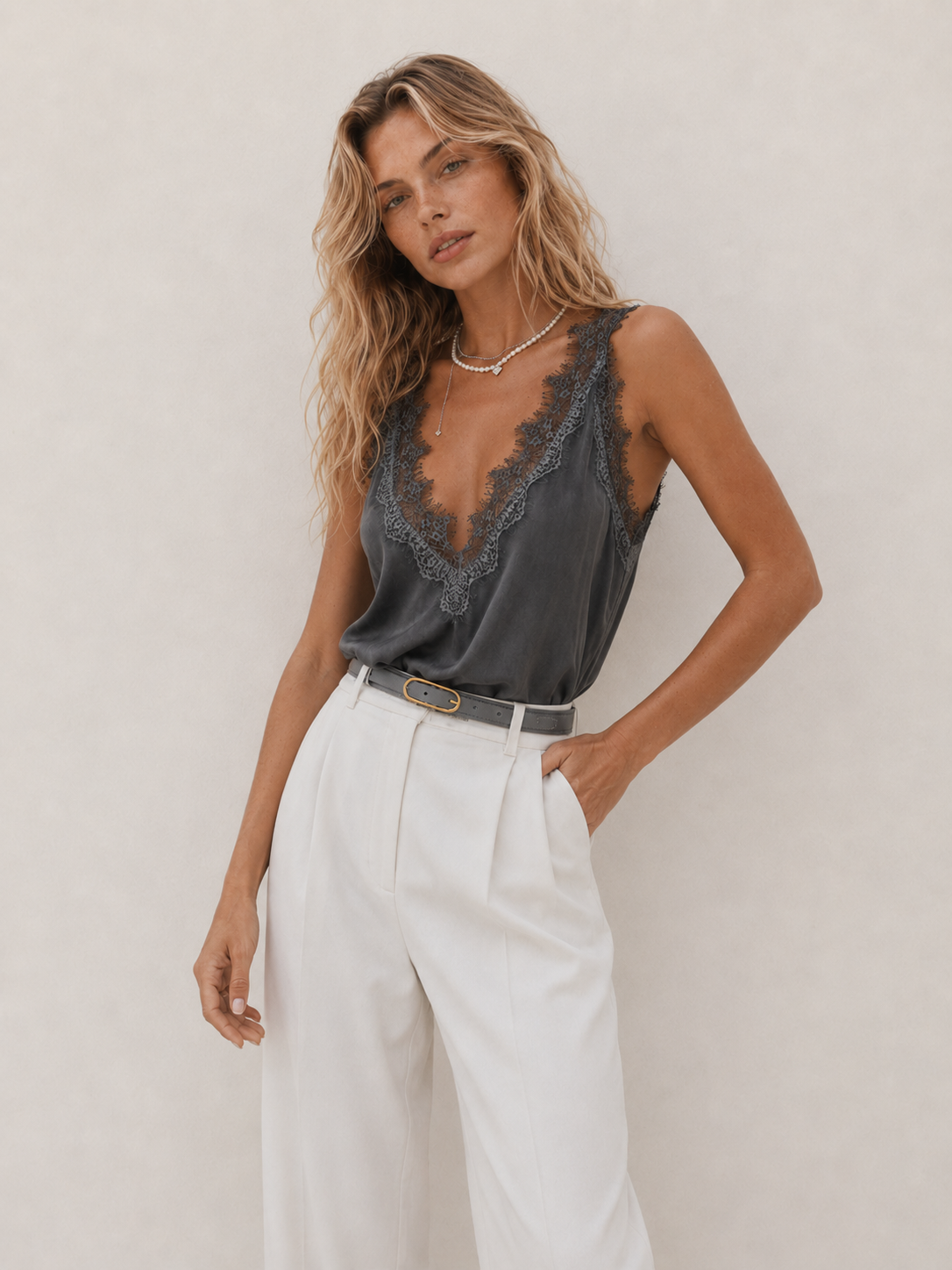 Romantic Lace-Trim Relaxed Cami Top