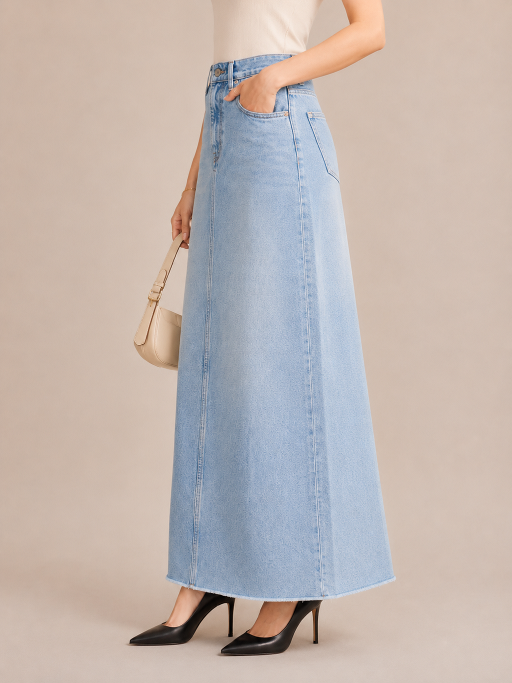 Relaxed High-Waist A-Line Maxi Skirt