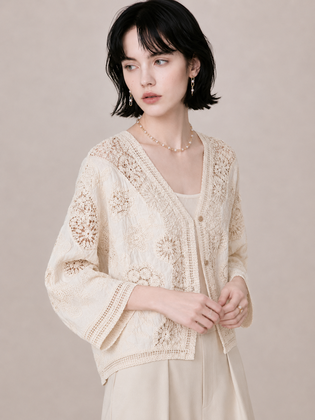 Romantic Embroidered Relaxed Cardigan