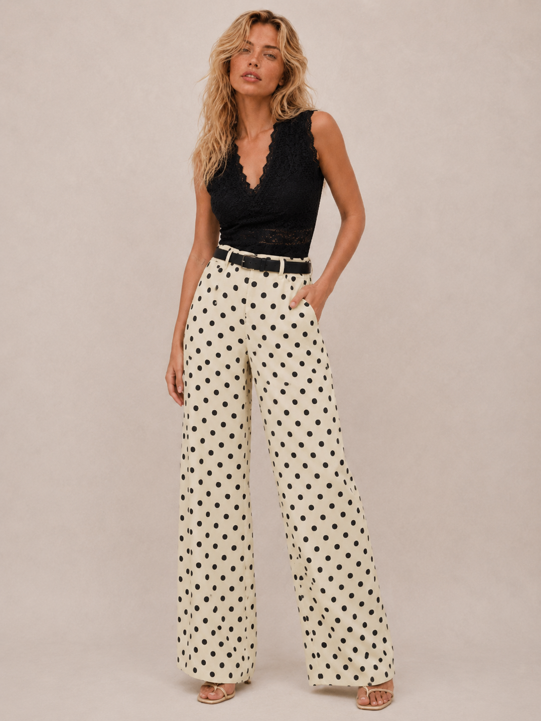Polka Dot Wide Leg Casual Pants