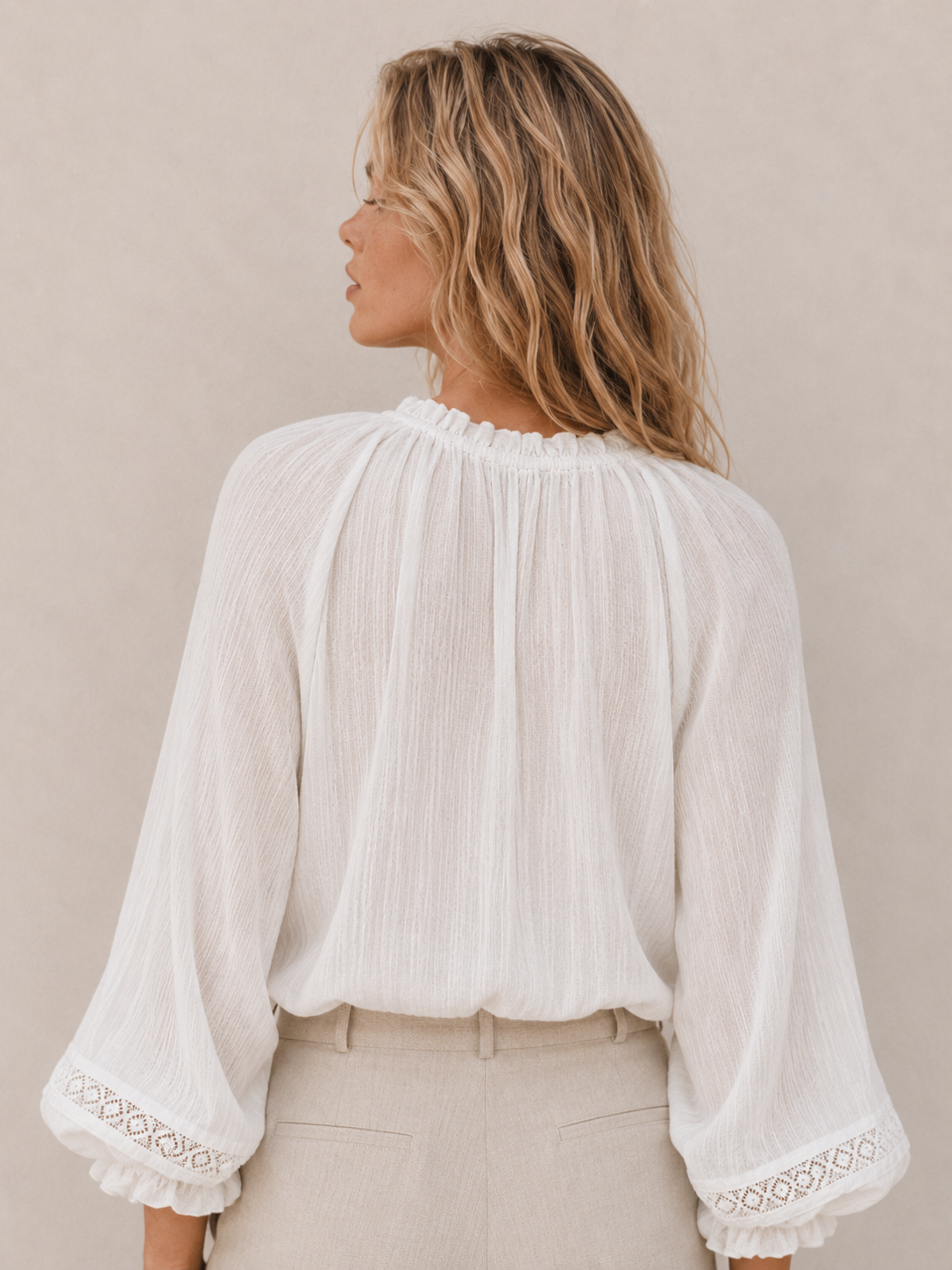 Bohemian Lace-Trim Relaxed Blouse