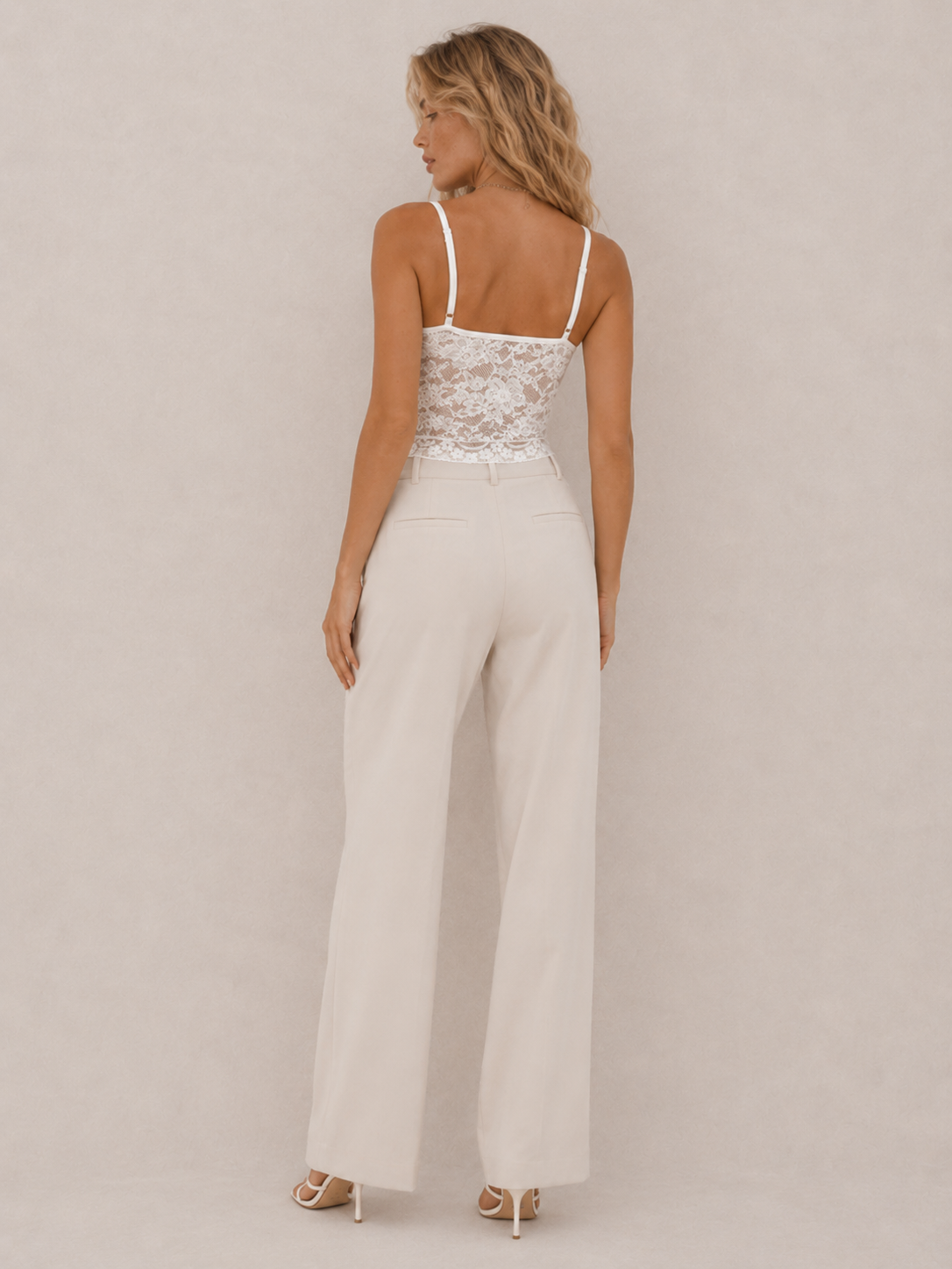 Romantic Lace-Panel Fitted Cami Top