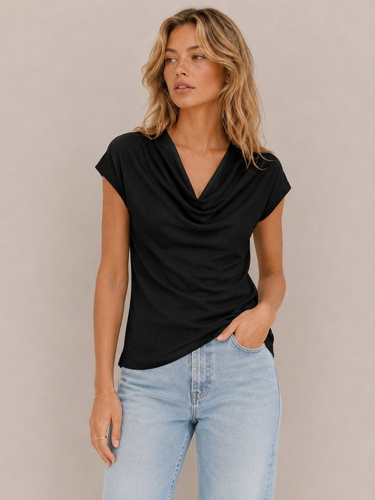 Elegant Cowl-Neck Relaxed Top