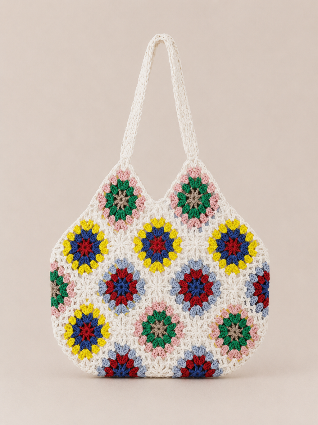 Crochet Floral Tote Bag