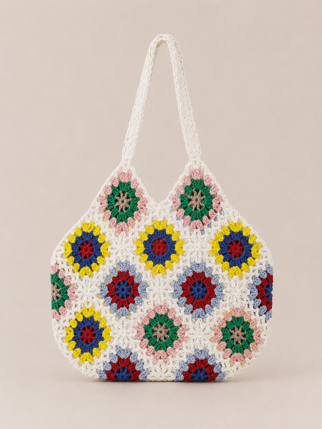 Crochet Floral Tote Bag