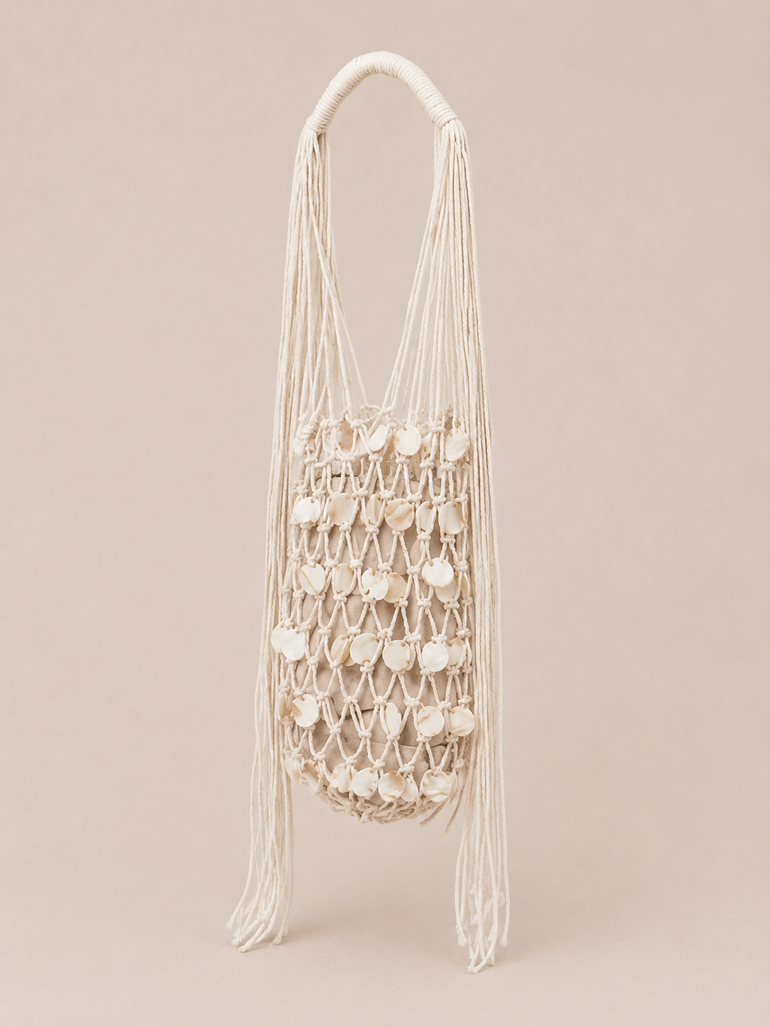 Shell Tassel Decor Mesh Large Shoulder Tote Bag