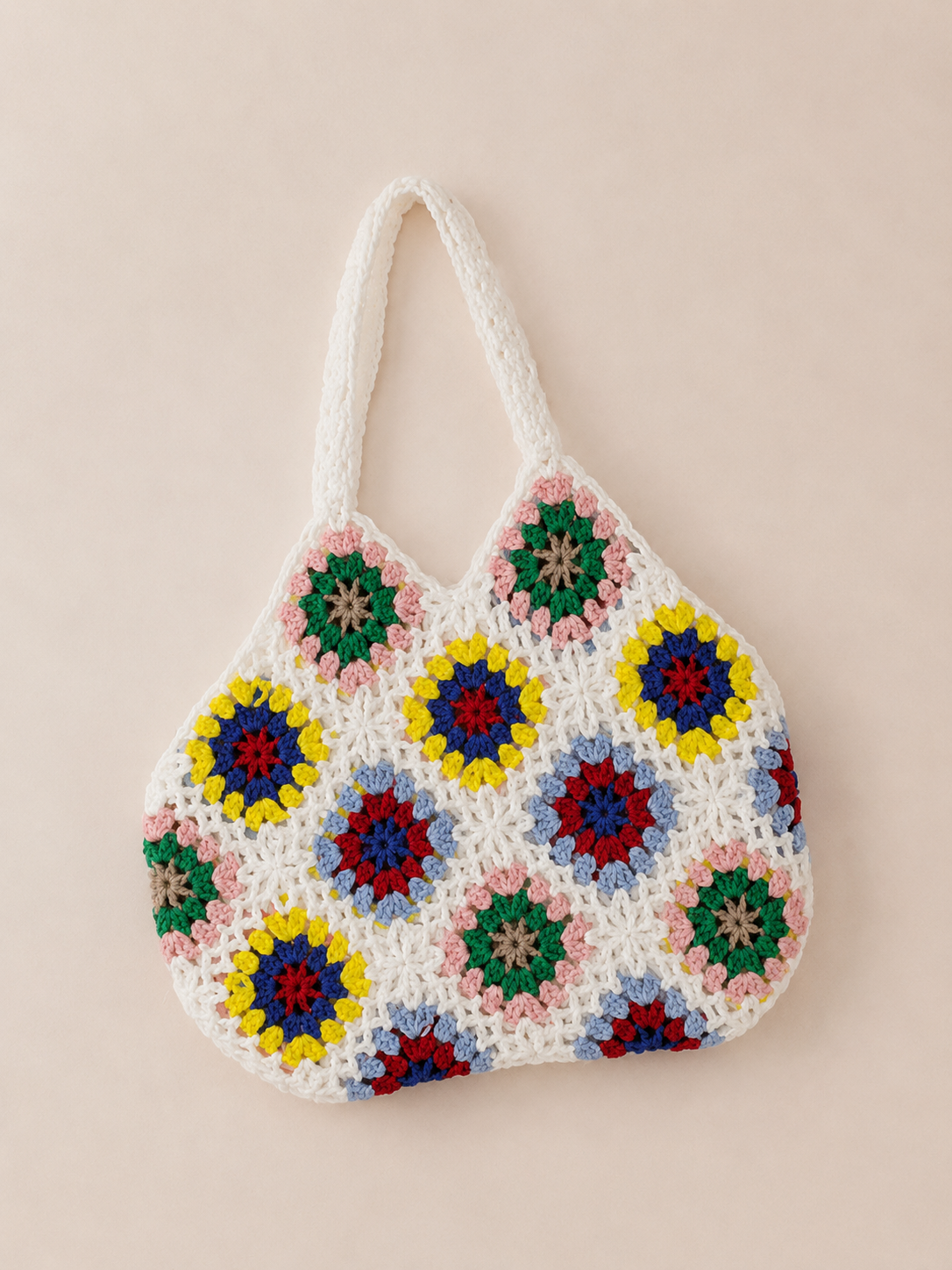 Crochet Floral Tote Bag