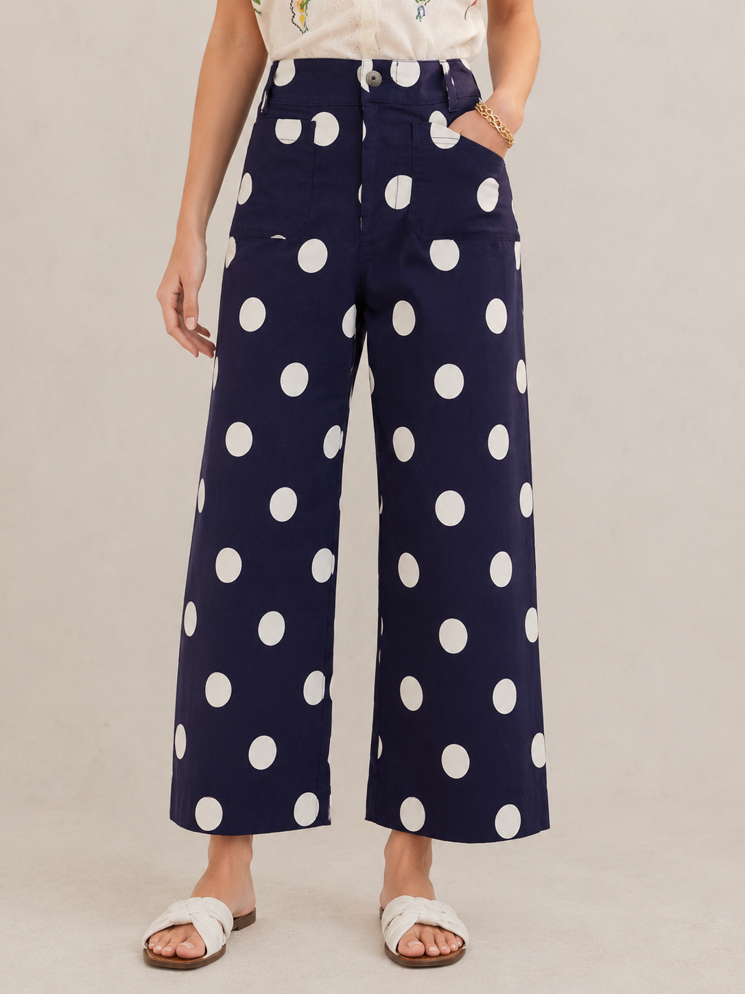 Trendy Polka Dot Print High Waist Women Pants