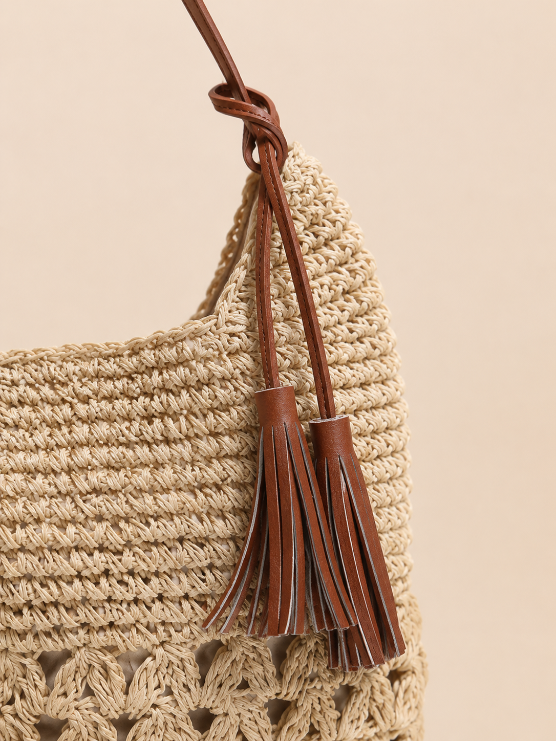 Casual Tassel Tie Decor Shoulder Handbag