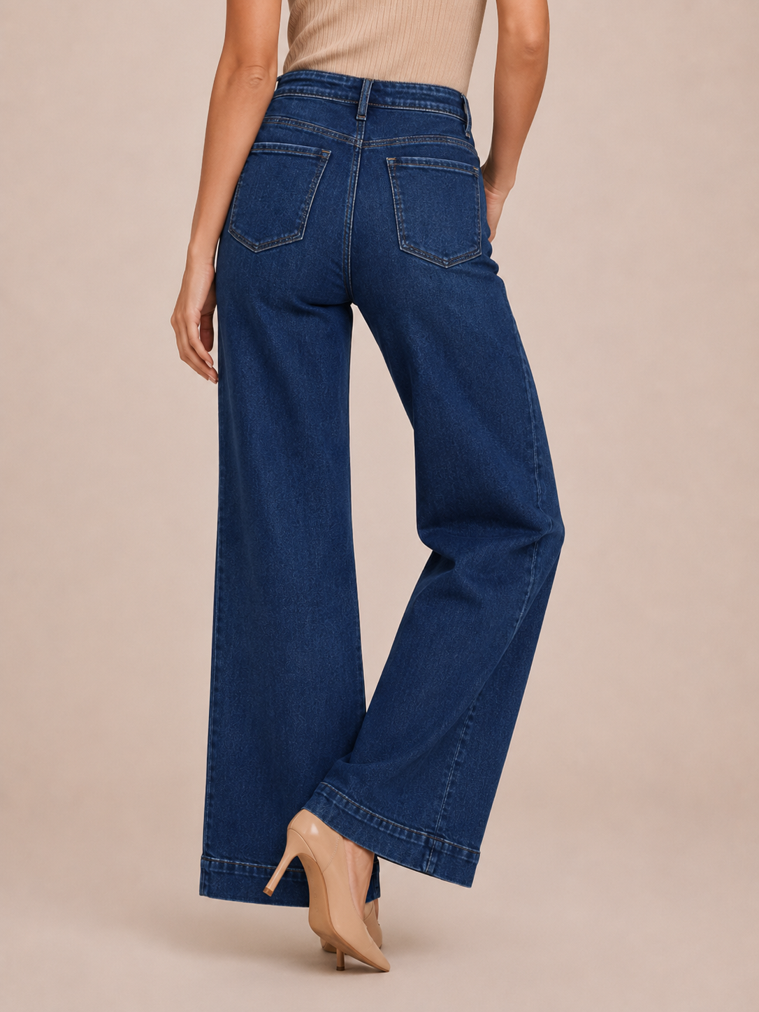 Vintage Patch-Pocket Cropped Wide-Leg Pants