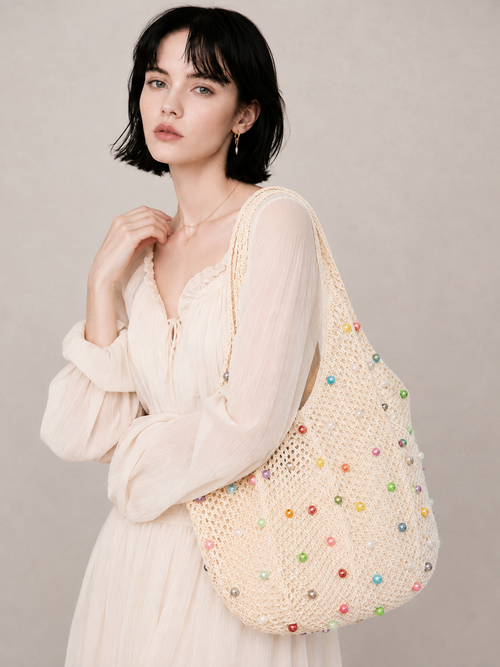Beaded Crochet Shoulder Bag