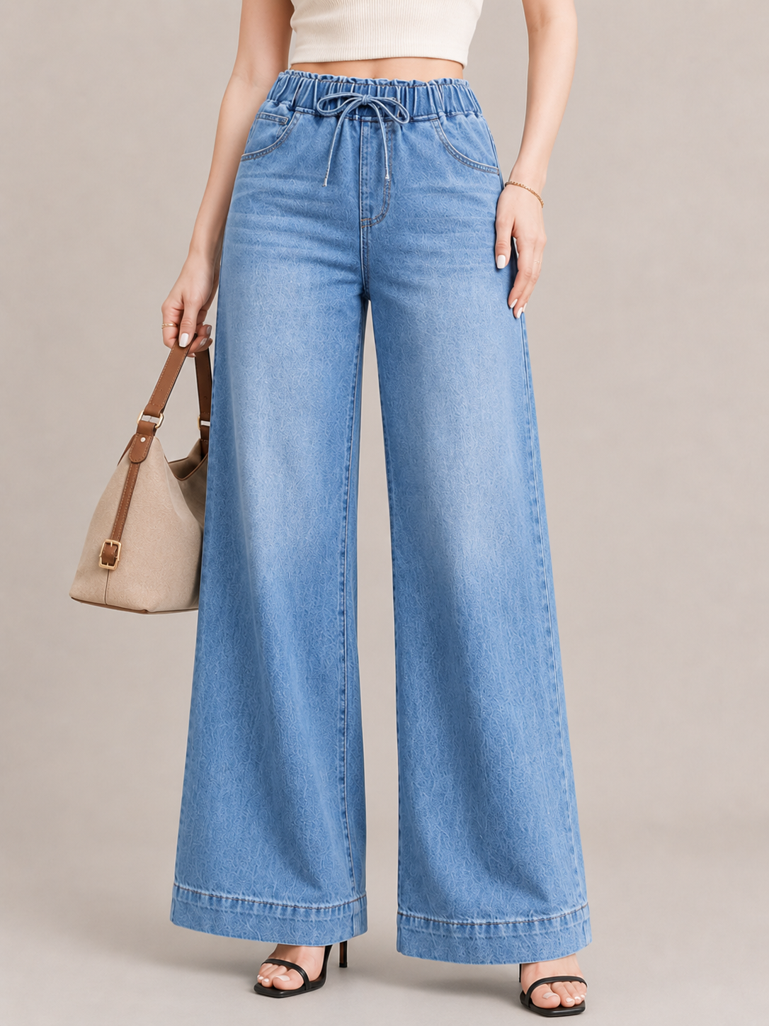Casual Drawstring Wide-Leg Pants
