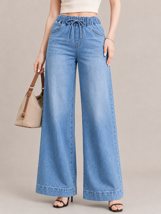 Casual Drawstring Wide-Leg Pants