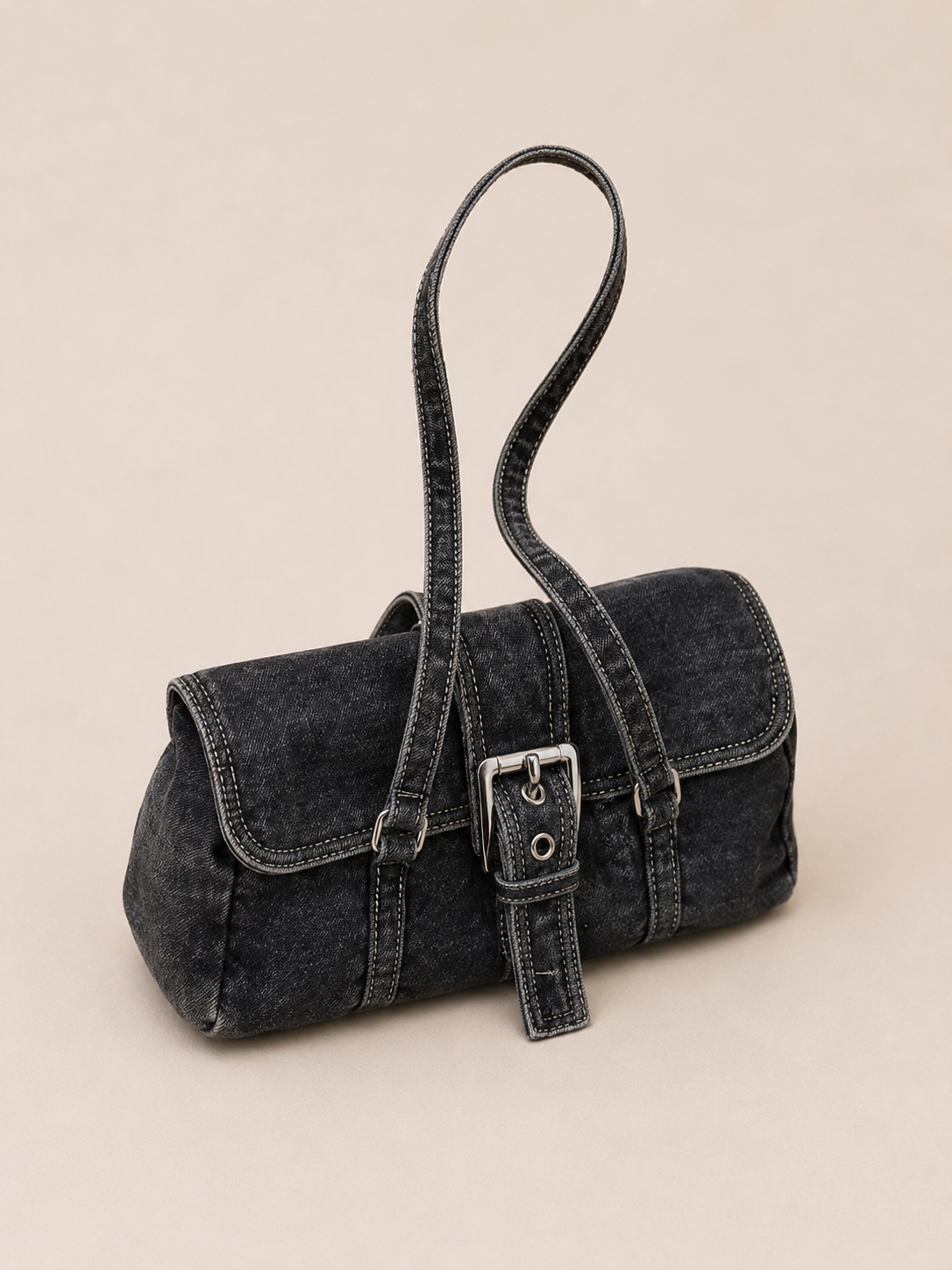 Vintage Buckle-Detail Structured Handbag