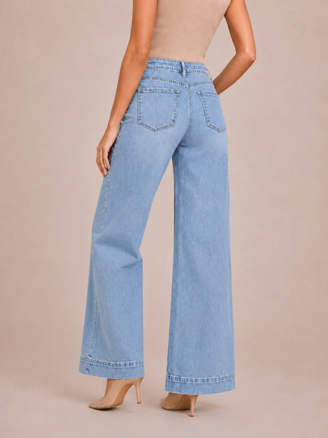 Vintage Patch-Pocket Cropped Wide-Leg Pants