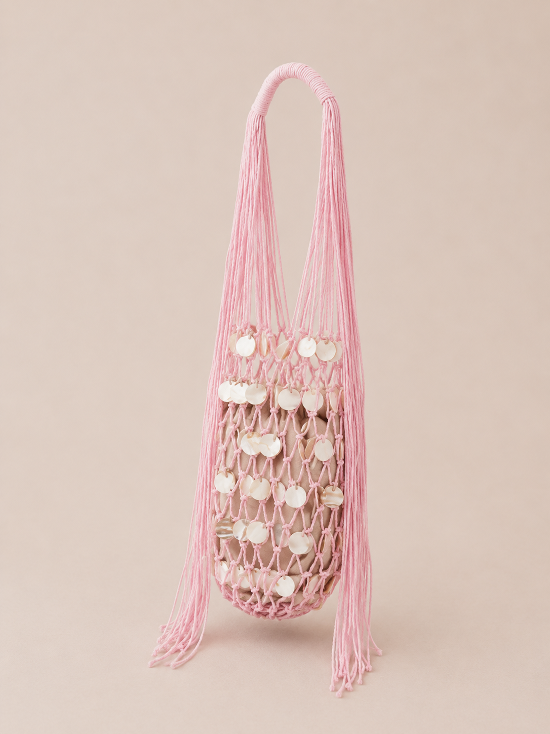 Shell Tassel Decor Mesh Large Shoulder Tote Bag