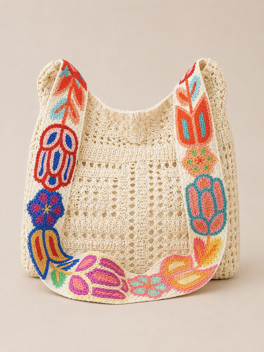 Crochet Floral Shoulder Bag