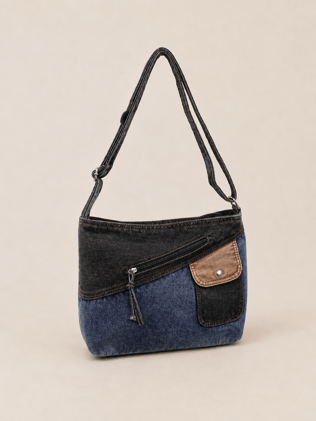 Vintage Patchwork Relaxed Shoulder Bag