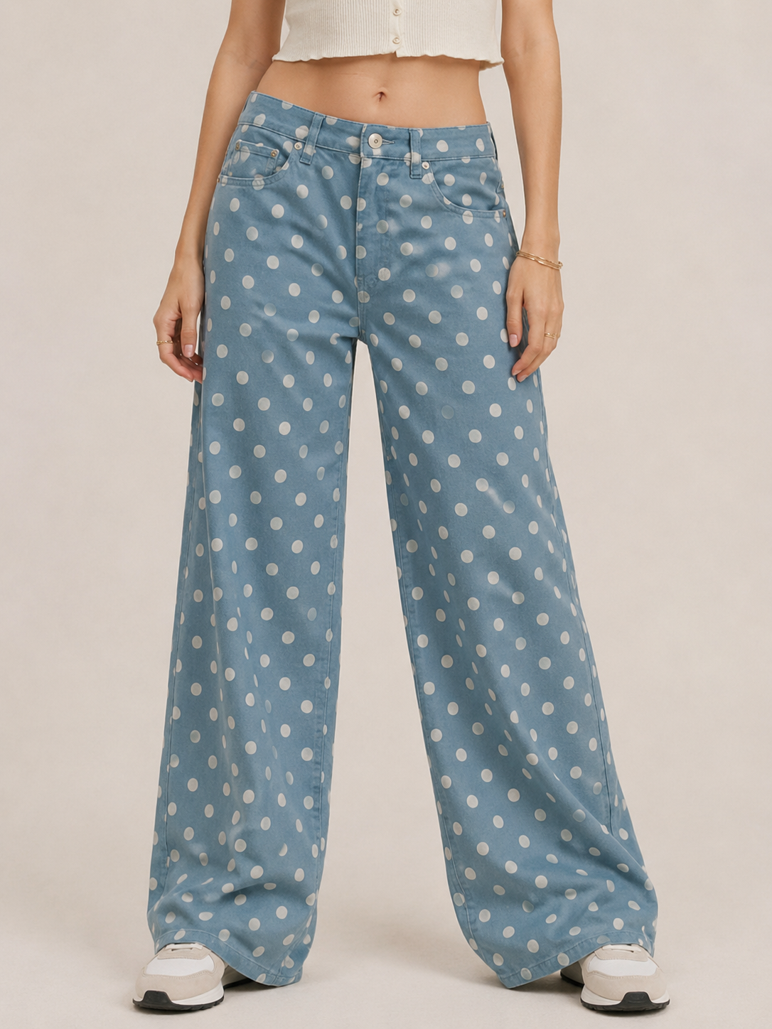 Polka Dot Wide Leg Casual Pants