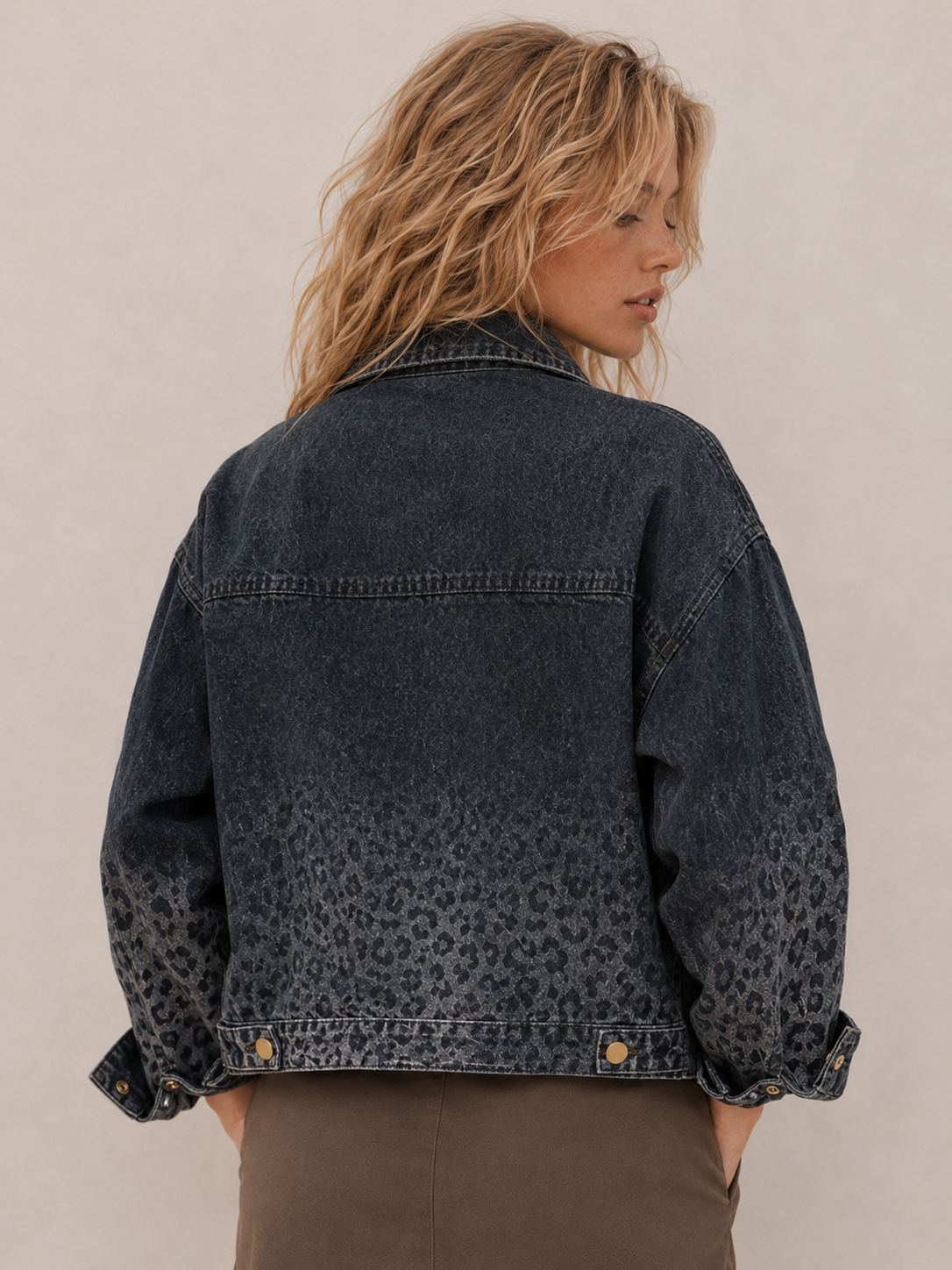 Edgy Leopard Patchwork Cropped Jacket