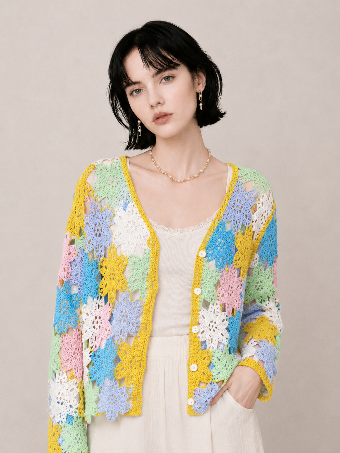 Bohemian Floral Crochet Relaxed Top