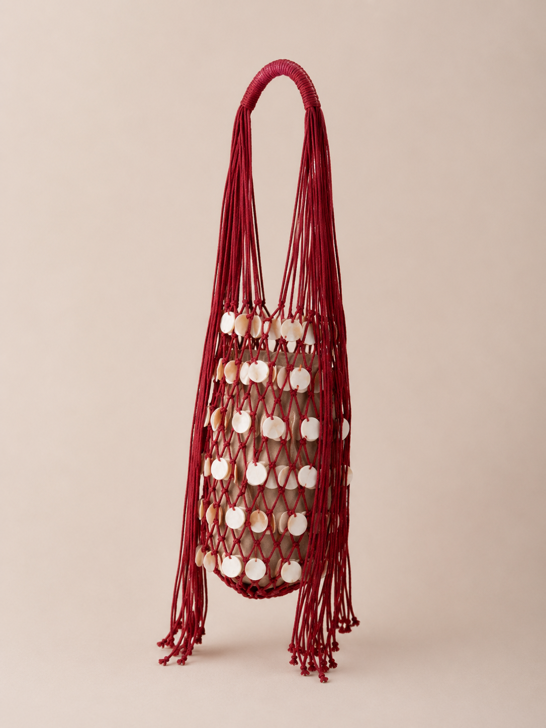 Shell Tassel Decor Mesh Large Shoulder Tote Bag