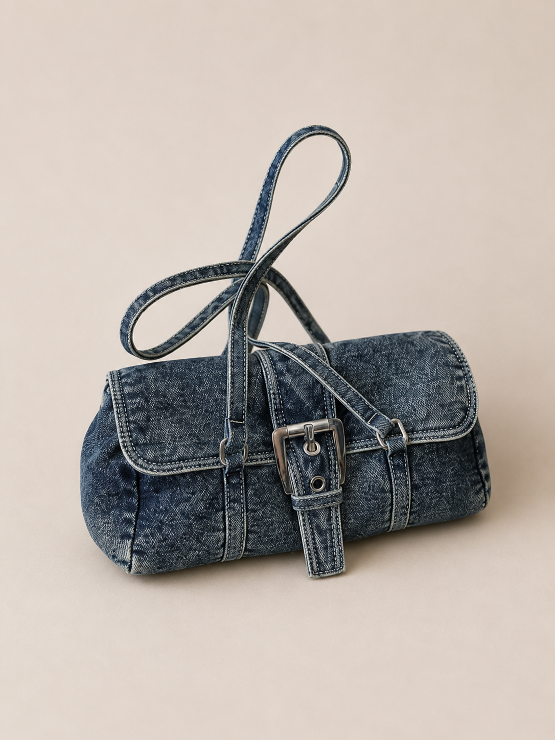 Vintage Buckle-Detail Structured Handbag