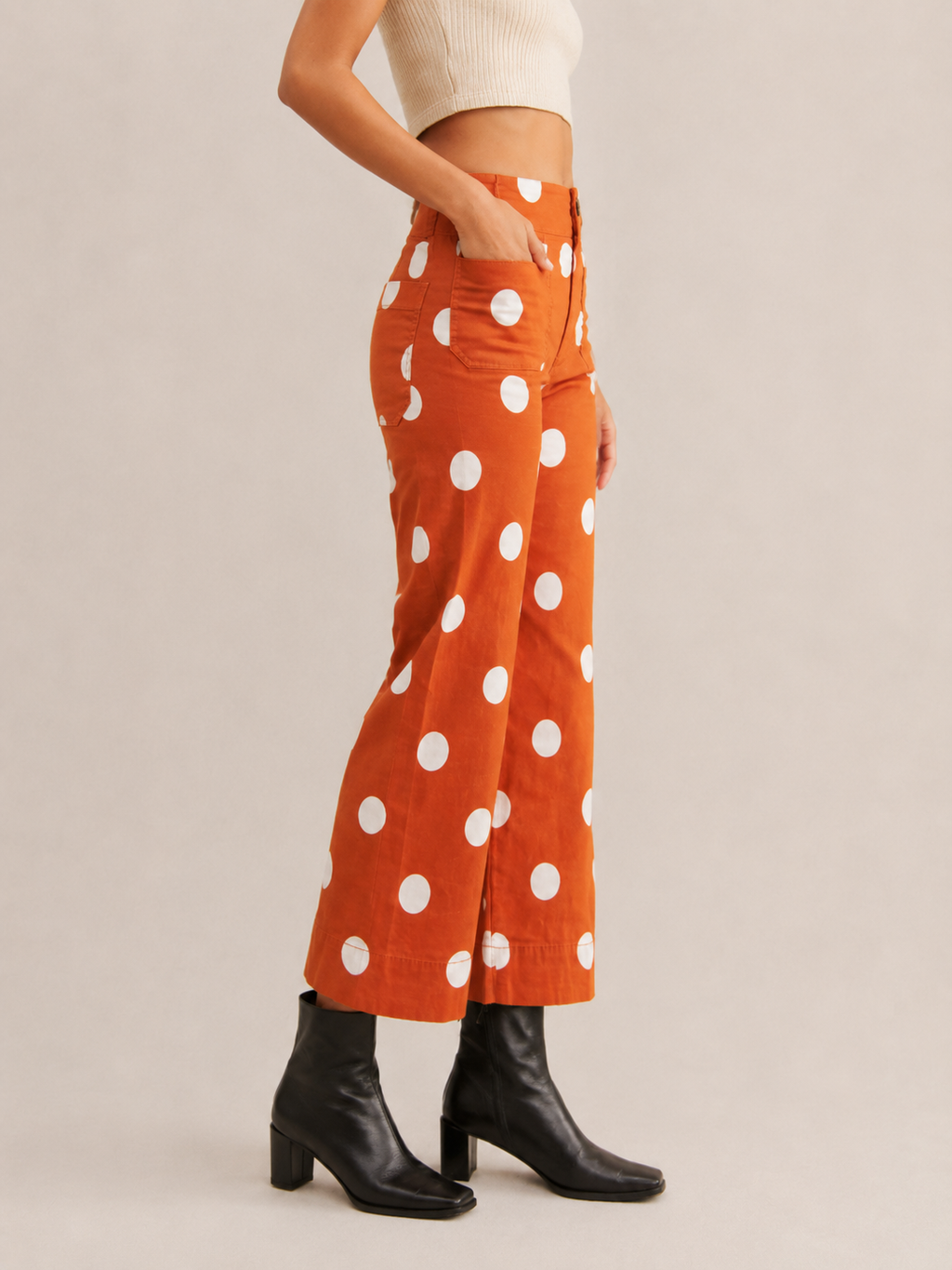 Trendy Polka Dot Print High Waist Women Pants