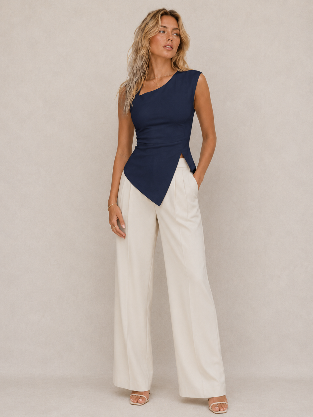 Chic Cutout Asymmetrical Fitted Top