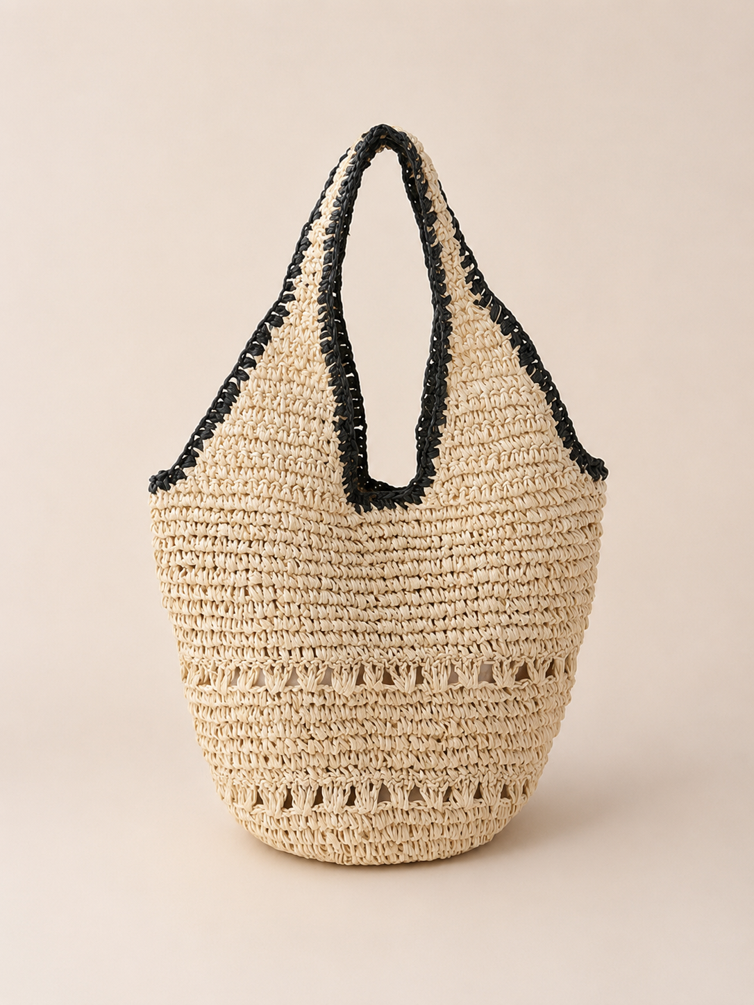 Relaxed Dual Handle Hollow Bucket Bag