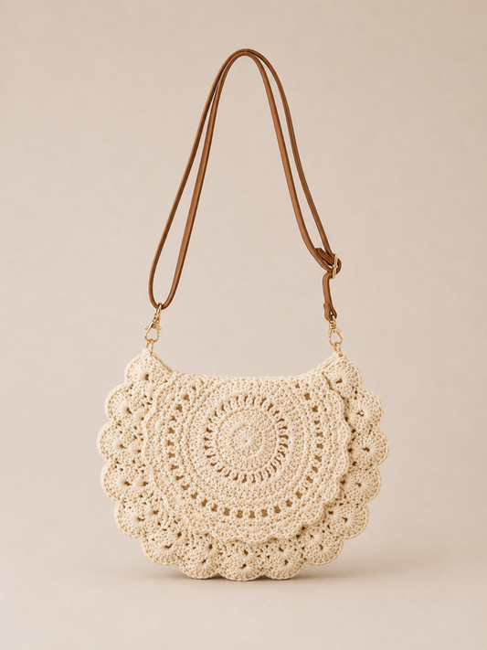 Bohemian Scalloped Round Crossbody Bag