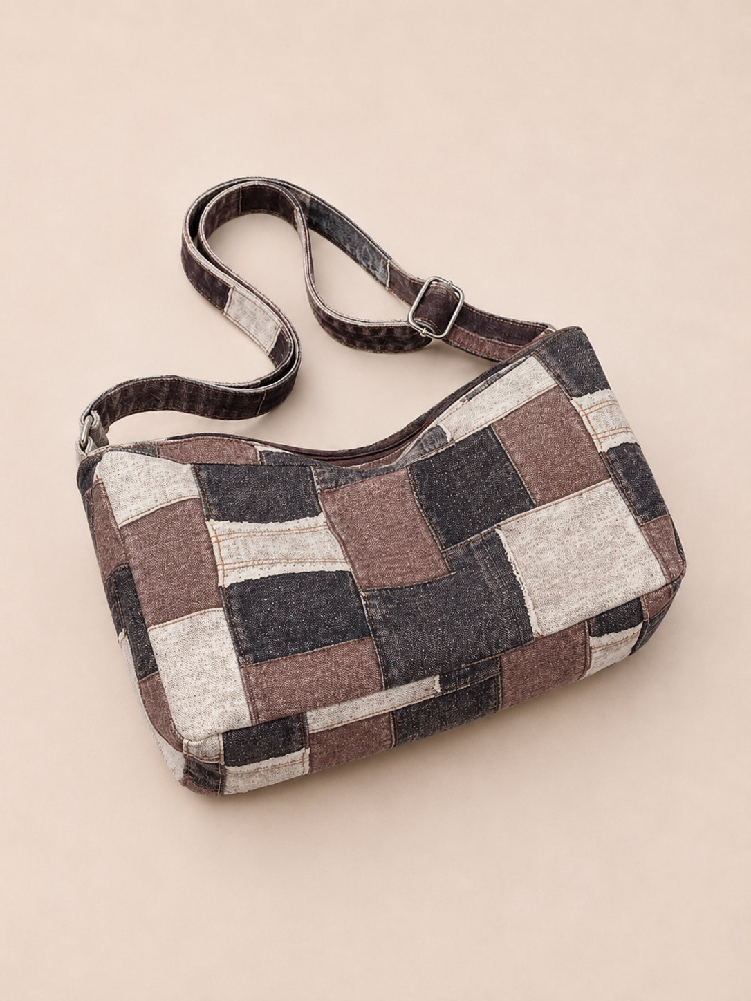 Casual Patchwork Slouchy Shoulder Bag